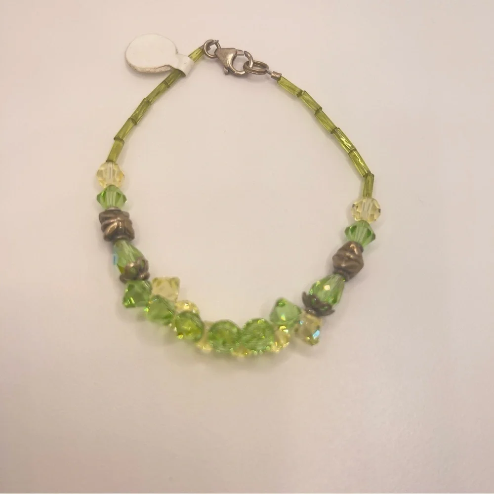 Bracelet 925 sterling green and yellow Australian crystals